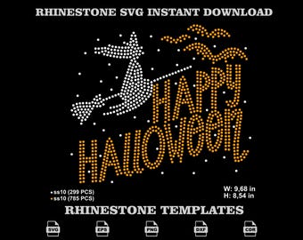 Modèle SVG de strass sorcière volante, vecteur pour t-shirt chauves-souris joyeux Halloween