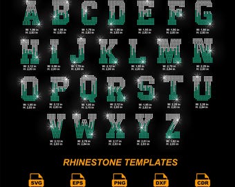 Rhinestone Alphabet SVG | SS10 Letter Bling Template | Rhinestone Font Set | Digital Download