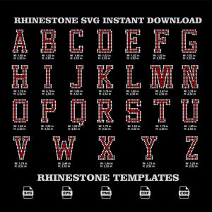 Alfabeto con strass in formato SVG, pacchetto di monogrammi con lettere stile college, modello scaricabile (download digitale)