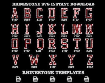 Rhinestone Alphabet SVG, Varsity Letters Monogram Pack Downloadable Template (Digital Download)