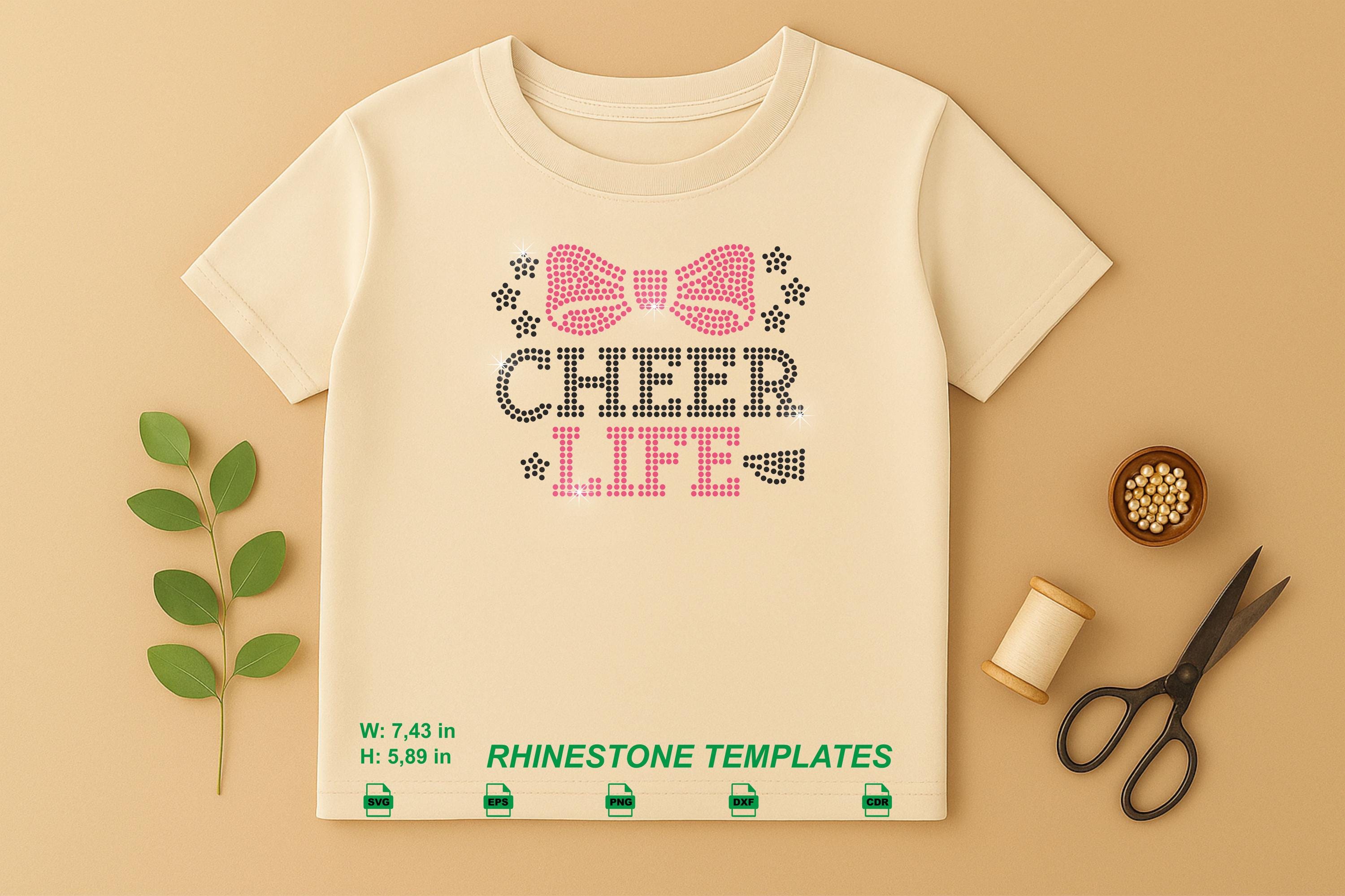 Cheer Life Rhinestone Template SVG | Cheer Bow Design | SS10 Hotfix ...