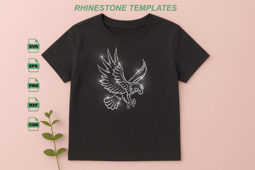 Eagle Rhinestone Template. Winged Eagle Design. SVG - PNG - DXF Digital ...