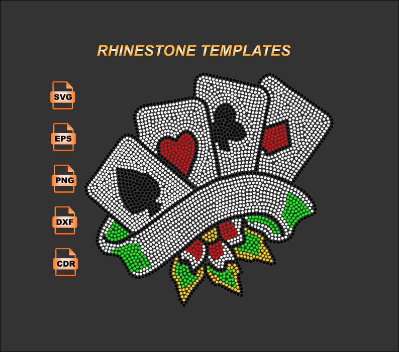 Playing Card Rhinestone Template: SS10 Iron-on SVG (digital Download ...