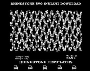 Wavy Lattice Rhinestone Template SVG, Geometric Mesh Wave Shirt Vector Design