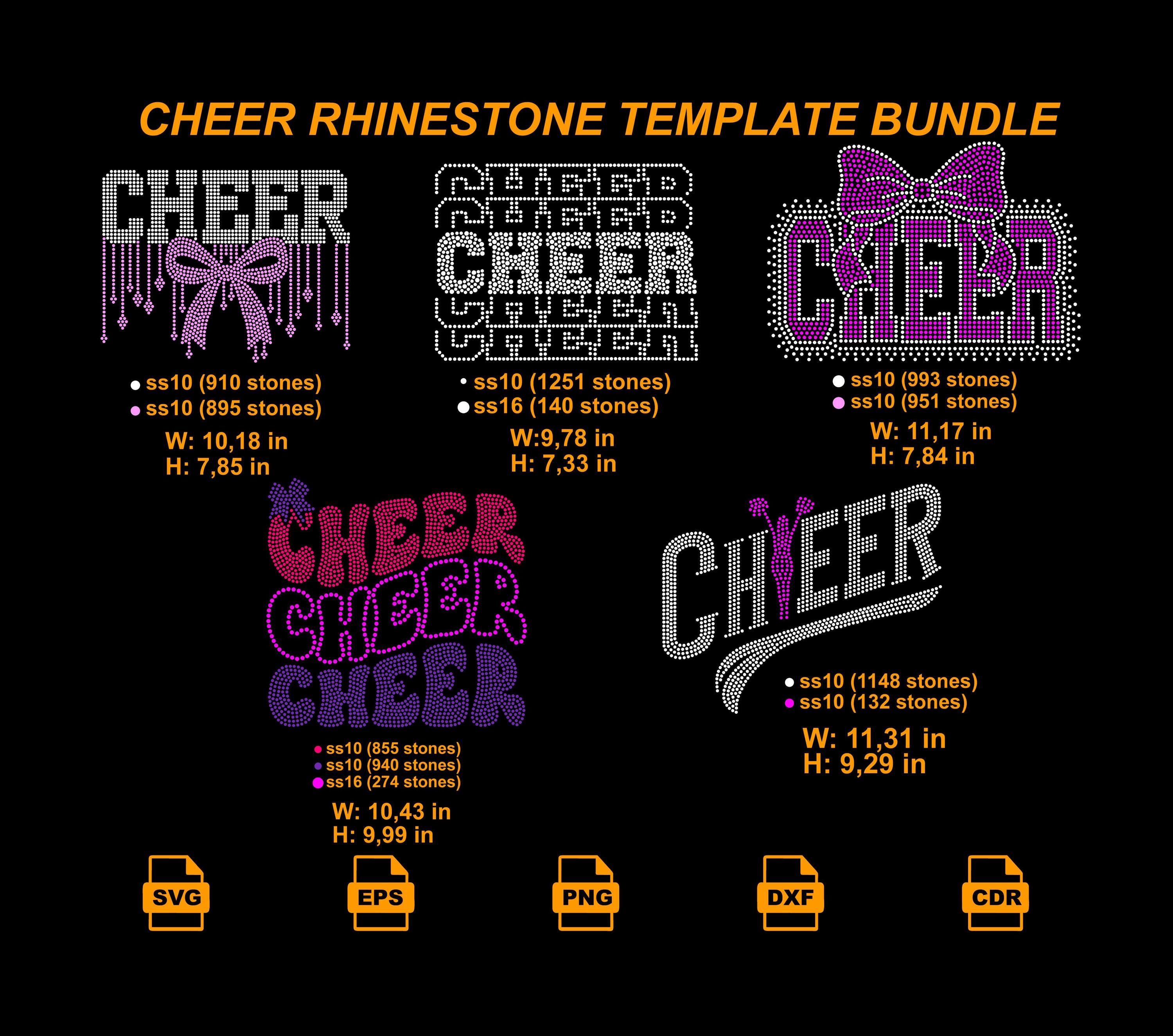 Cheer Rhinestone Template Bundle, Cheer SVG for Cricut, Cheerleading ...