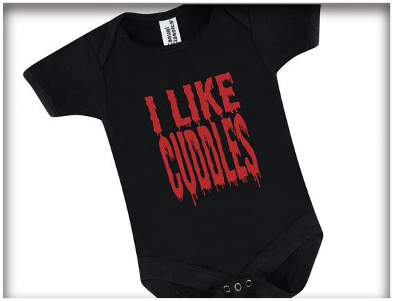 Baby Black Bodysuit I LIKE CUDDLES Design (alternative Babygrow