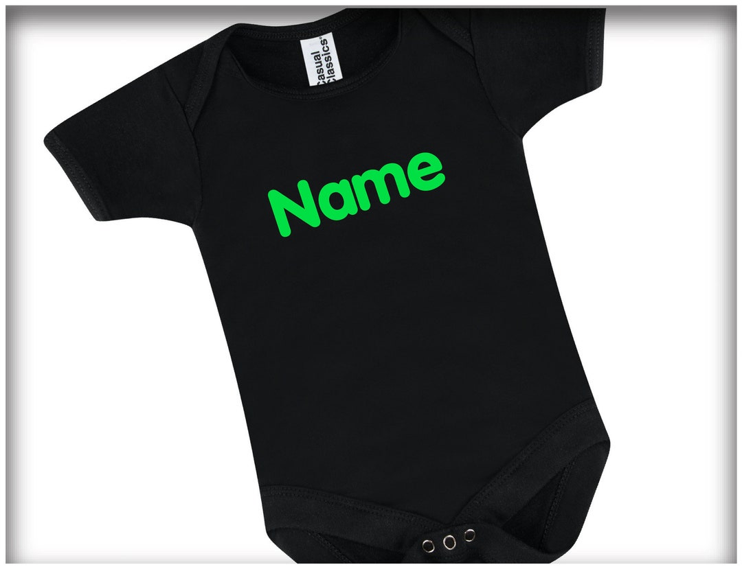 Personalised Baby Black Bodysuit With Name radioactive Etsy