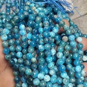 Blue Apatite Beads Genuine Natural Grade A Gemstone Round Loose Beads  6MM or 8MM  Bulk Lot Options