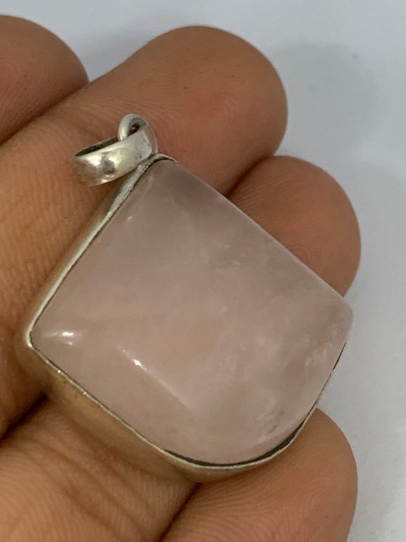 Natural Rose Quartz Pendant, 925 Sterling Silver, Pink Gemstone