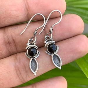 Black Onyx Silver Earrings, Black Onyx Earrings, Sterling Silver Earrings, Genuine Black Onyx Earrings, 925 Silver Earrings, Black Earrings