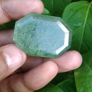 Natural Green Quartz strawberry Faceted Fancy38mmx27mmx6mm (56ct.) Green Strawberry Quartz-Natural Stone