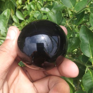 48mm Polished Black Onyx Sphere - Handmade Indian Stone Ball