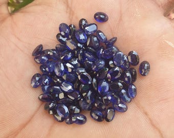 天然サファイアカボション 6 x 8 mm オーバルシェイプ 希少なブルー