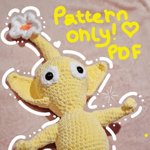 handmade yellow pikmin crochet pattern - cute pikmin amigurumi DIY instant download PDF