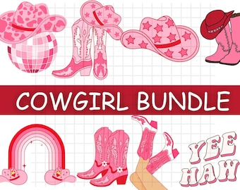 Cowgirl Svg Bundle\ Cowgirl Hat Svg\ Cowgirl Boots Svg\ Cow skull Svg\ Horshshoe Svg\ Disco Ball Svg\ Let&#39;s Go Girls Svg\ Western Svg