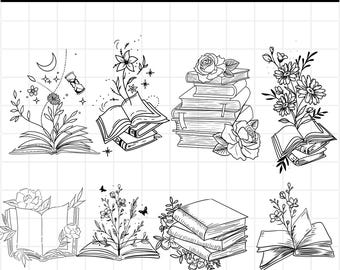 Book SVG Line Art | Book Line Drawing | Line Digital File | Laser Cutting Instant Download | SVG file |Book Line Art Svg Bundle |Books Lover