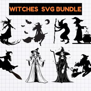 WITCH SVG, Witch Bundle Svg, Halloween Svg, Halloween Witch Svg, Witch Clipart, Witch Cut Files For Cricut, Witch Silhouette