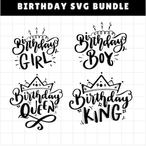 Birthday King Svg + Queen Of The Birthday King SVG\ PNG Birthday Man&#39;s Shirt Sublimation\ Cricut Cut File\ Silhouette Image