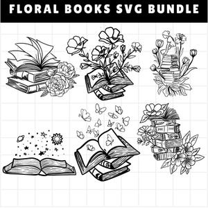BOOKS SVG\ Books Lover Bundle SVG\ Love to Read svg\ Library svg\ Flower Books svg\ Magic\ Mystical\ Floral Books cut file\ Reading png