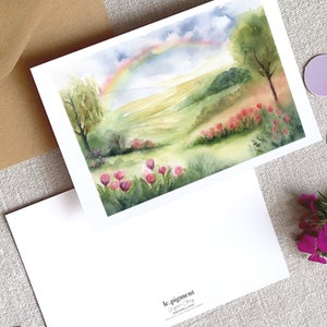 Carte postale dun paysage fleuri illustrée à laquarelle décoration de printemps image 2