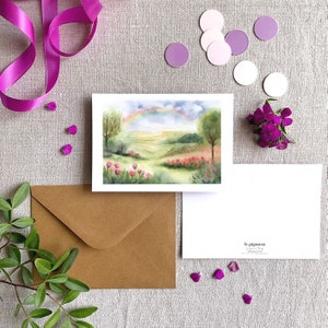 Carte postale dun paysage fleuri illustrée à laquarelle décoration de printemps image 1
