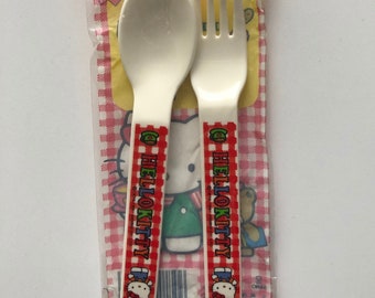 复古Hello Kitty 1991年叉子和勺子餐具套装