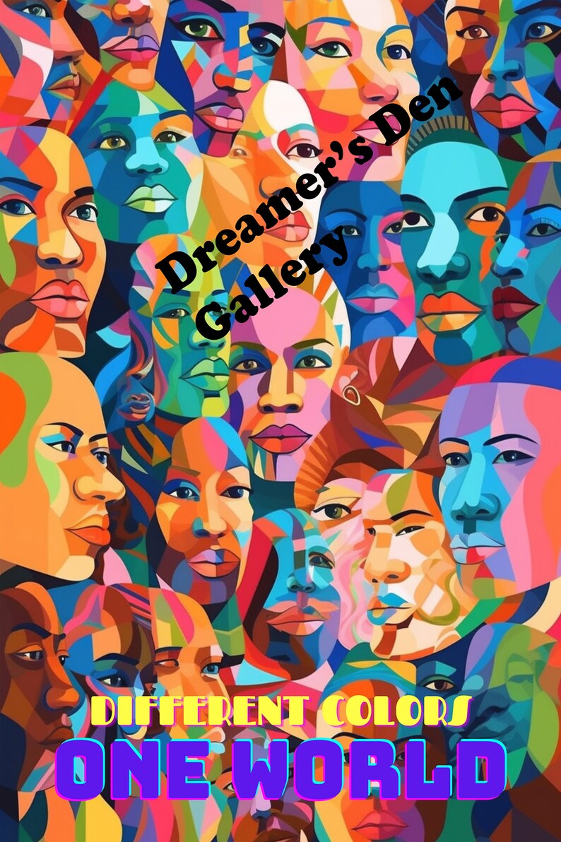 Diversity Poster, Human Equality Art, Multicultural Artwork, Equality