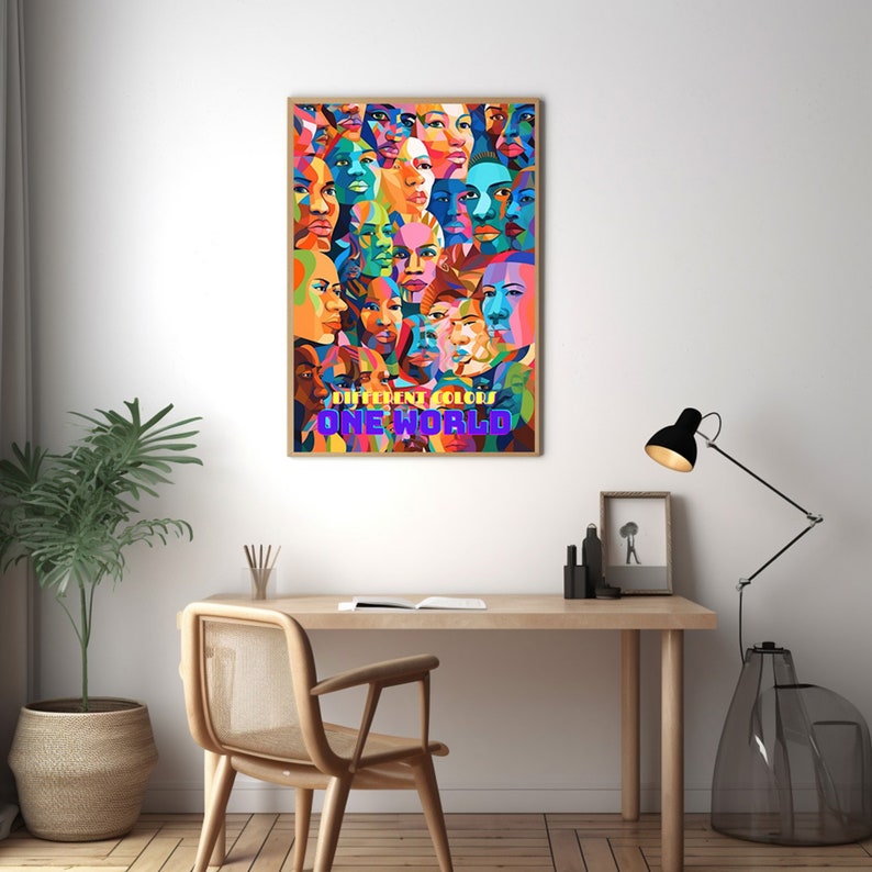Diversity Poster, Human Equality Art, Multicultural Artwork, Equality