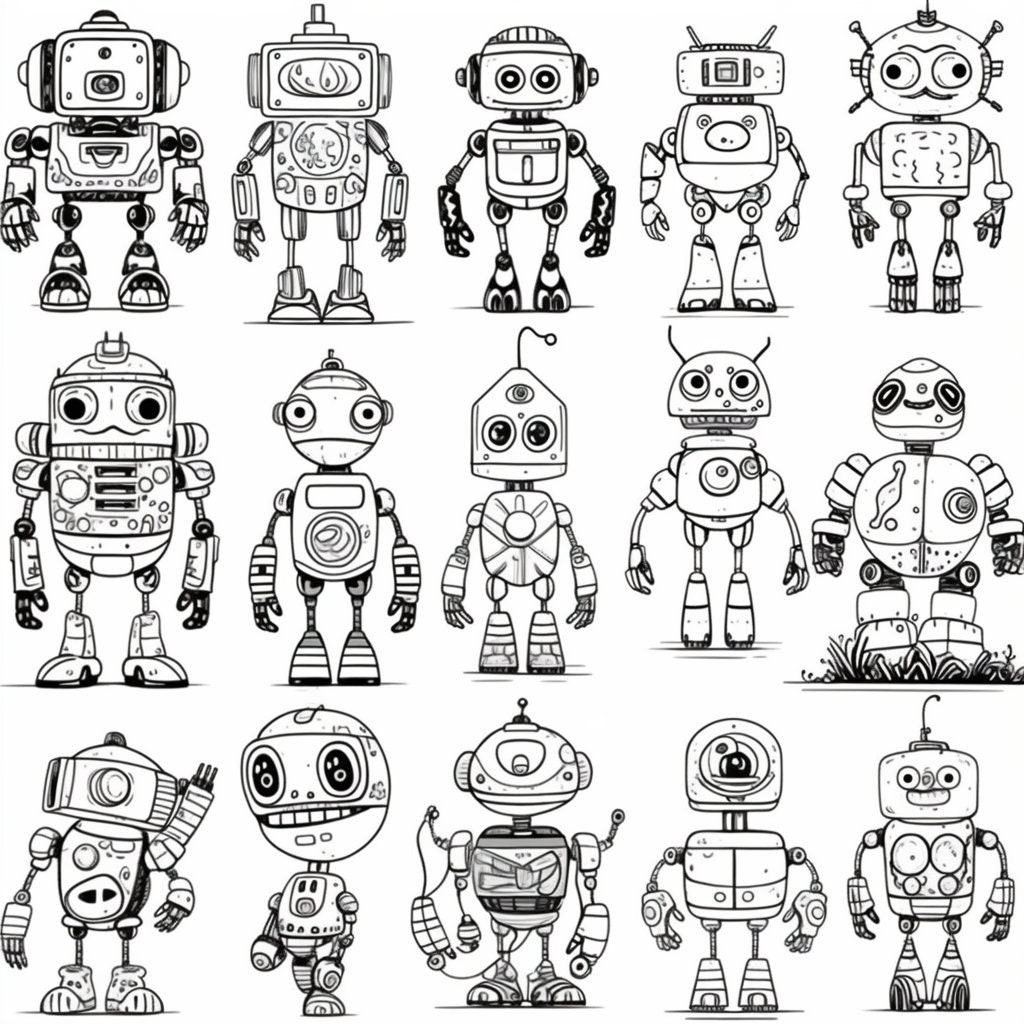 Roboter Ausmalbilder, 20 Roboter zum Ausdrucken auf 20 ...
