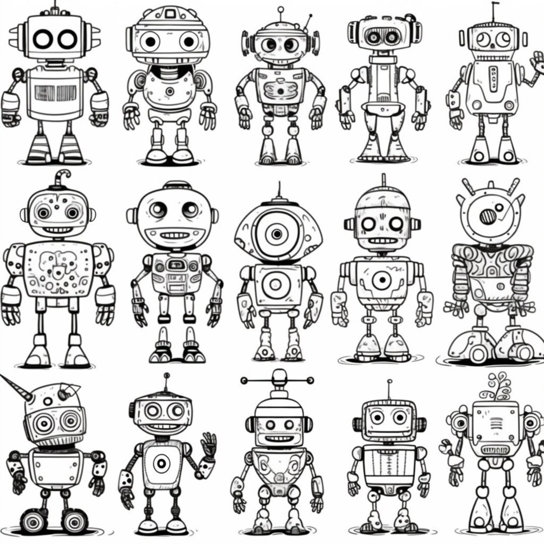 Roboter Ausmalbilder, 20 Roboter zum Ausdrucken auf 20 Malvorlagen Sofort  Download   Etsy.de