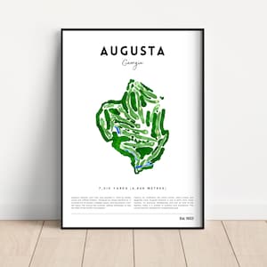 Mapa del campo de golf de Augusta, Impresión de Augusta, Mapa del campo de golf de Augusta, Augusta National, Arte mural imprimible de Augusta, Regalo de golf, Masters