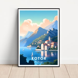 Kotor Travel Poster, Kotor Print, Printable Kotor Wall Art, Montenegro wall art, Montenegro print, Montenegro poster, Kotor gift