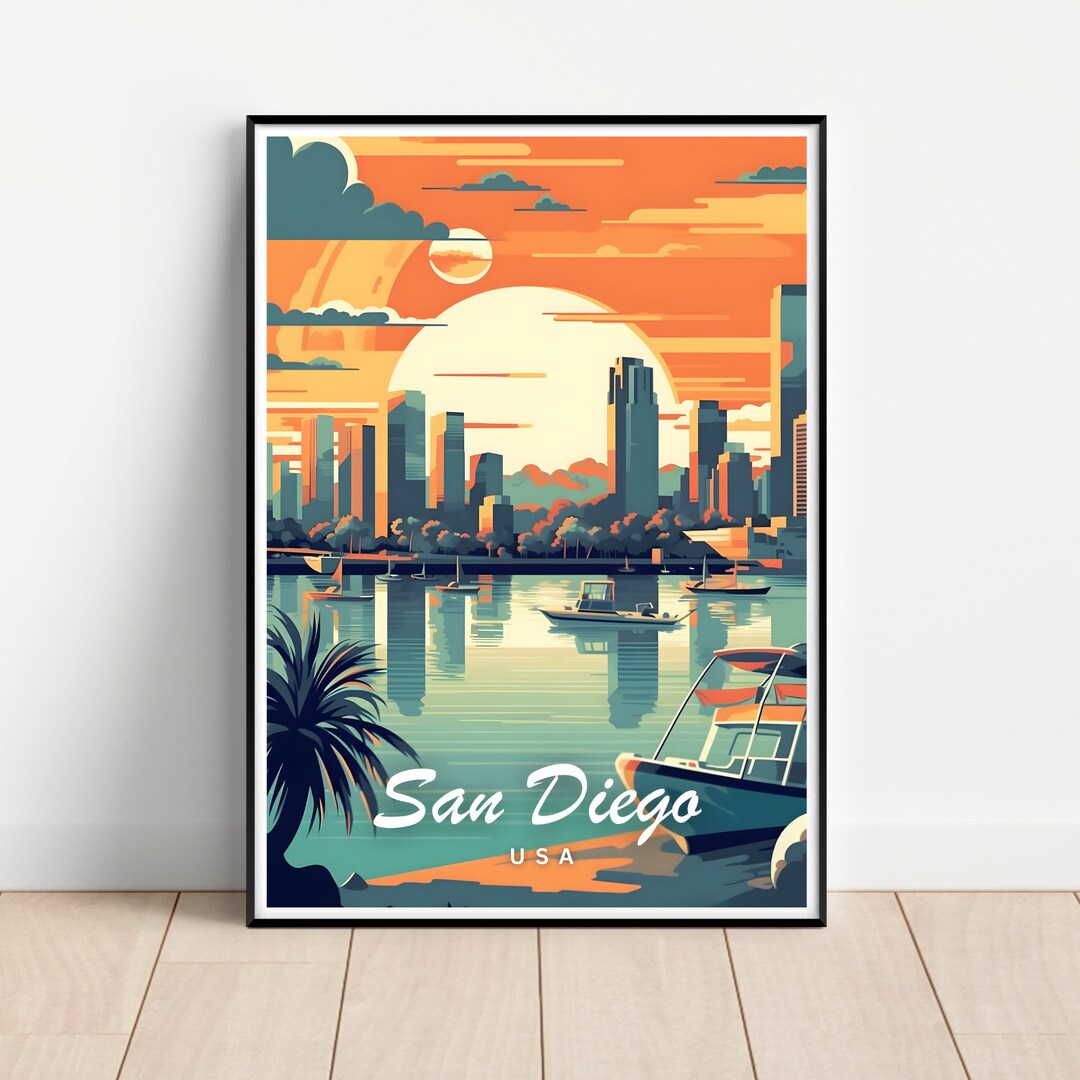 San Diego Travel Poster, San Diego Wall Art Print, San Diego Travel Art ...