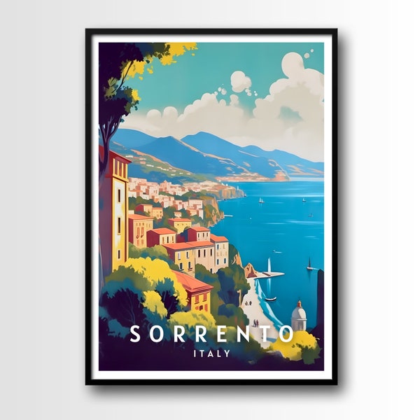 Sorrento Travel Poster, Sorrento Wall Art Print, Sorrento Travel Art Poster, Digital Download, Printable Sorrento Wall Art, Italy wall art