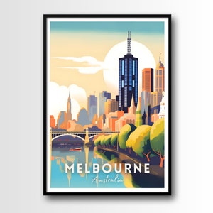 Melbourne Australia Travel Poster, Melbourne Wall Art Print, Melbourne Travel Art Poster, Digital Download, Printable Melbourne Wall Art