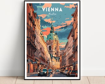 Vienna Austria Travel Poster, Cityscape Wall Art (Digital Download)