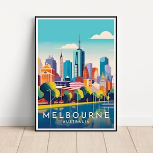 Melbourne Australia Travel Poster, Melbourne Wall Art Print, Melbourne Travel Art Poster, Digital Download, Printable Melbourne Wall Art