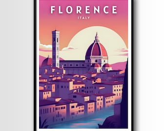 Plakat podróżniczy Florencja, wydruk artystyczny Florencja, plakat artystyczny podróżniczy Florencja, pobieranie cyfrowe, drukowana sztuka ścienna Florencja, sztuka ścienna Włochy