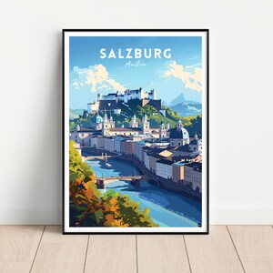 Salzburg Travel Poster, Salzburg Print, Salzburg Wandkunst, Digital Download, Österreich Druck, Österreich Poster, Österreich Wandkunst, Österreich Geschenk