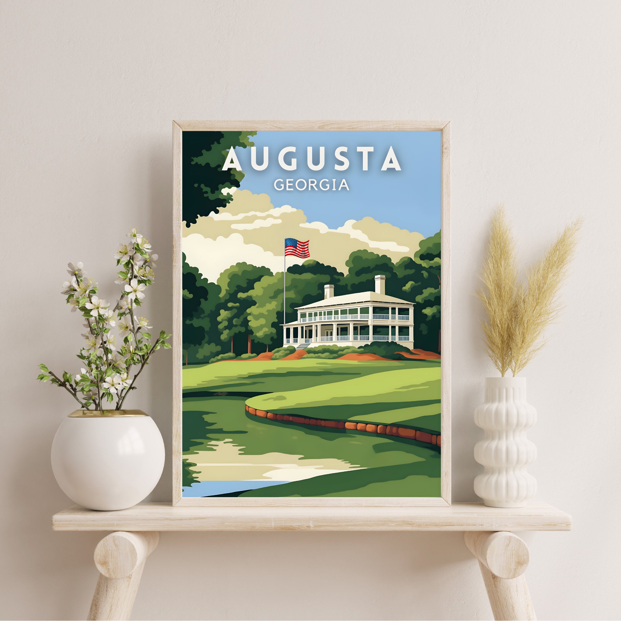 Augusta Travel Poster, Augusta Wall Art Print, Augusta Travel Art ...