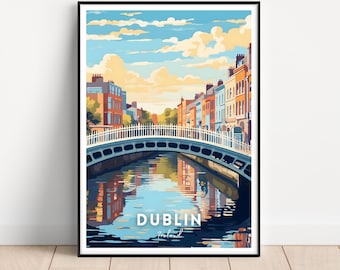 Póster de viaje de Dublín, impresión de Dublín, arte mural de Dublín, descarga digital, impresión de Irlanda, póster de Irlanda, arte mural de Irlanda, regalo de Irlanda, irlandés