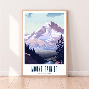 Poster de voyage Mount Rainier, impression d'art mural Mount Rainier, téléchargement numérique, art mural imprimable Mount Rainier, art mural Mount Rainier