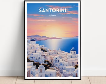 Santorini Travel Poster, Santorini Wall Art, Santorini Travel print, Greece poster, Greece wall art, Greek Islands poster, travel gift