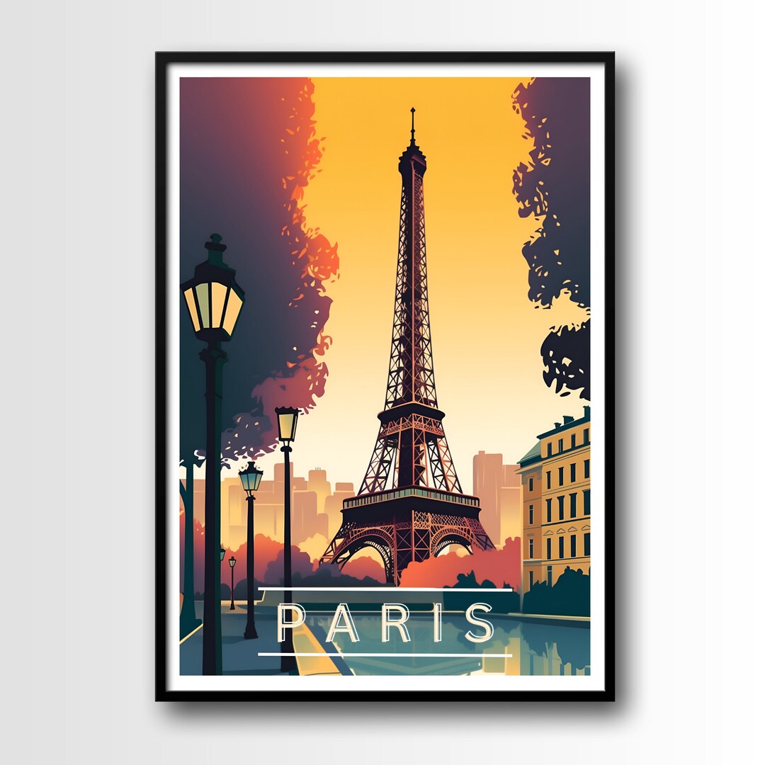 Paris Travel Poster Paris Wall Art Print Paris Travel Art Etsy