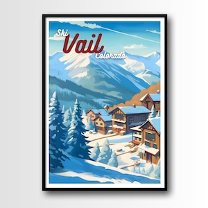 Vail Travel Poster, Vail Wall Art Print, Vail Travel Art Poster, Digital Download, Printable Vail Wall Art, Vail wall art, Colorado wall art