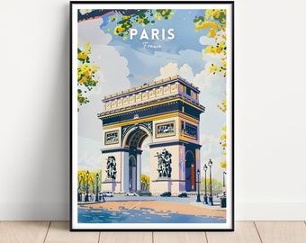 Arc de Triomphe Paris Travel Poster, France Wall Art (Digital Download)