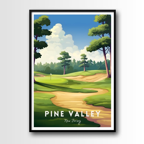 Pine Valley Poster, Pine Valley golf course, Pine Valley Point print, Golf course print, Digital Download, Pine Valley golf course, gift