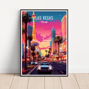 Póster de viaje a Las Vegas, impresión de arte mural de Las Vegas, arte de viaje a Las Vegas, descarga digital, impresión de Las Vegas, regalo de Las Vegas