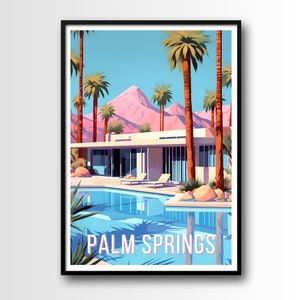 Palm Springs Travel Poster, Palm Springs Wall art, Palm Springs print, Digital Download, Palm Springs pool side print, Palm Springs gift