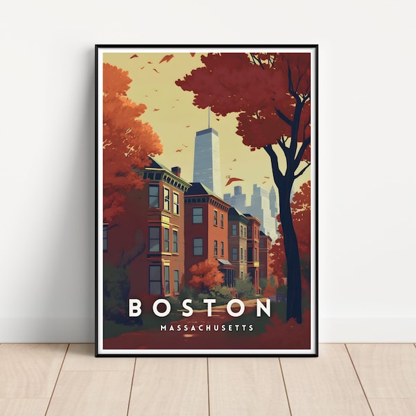 Boston Travel Poster, Boston Wall Art Print, Boston Travel Art Poster, Digital Download, Printable Boston Wall Art, Boston wall art